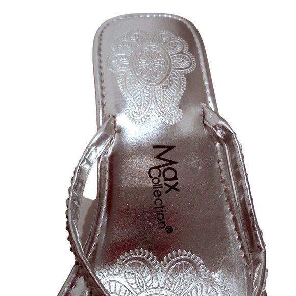 Max Collection Wedge Thong Sandals with Sequined Accent, Slip-on Shoes, Sandal - Picture 2 of 12